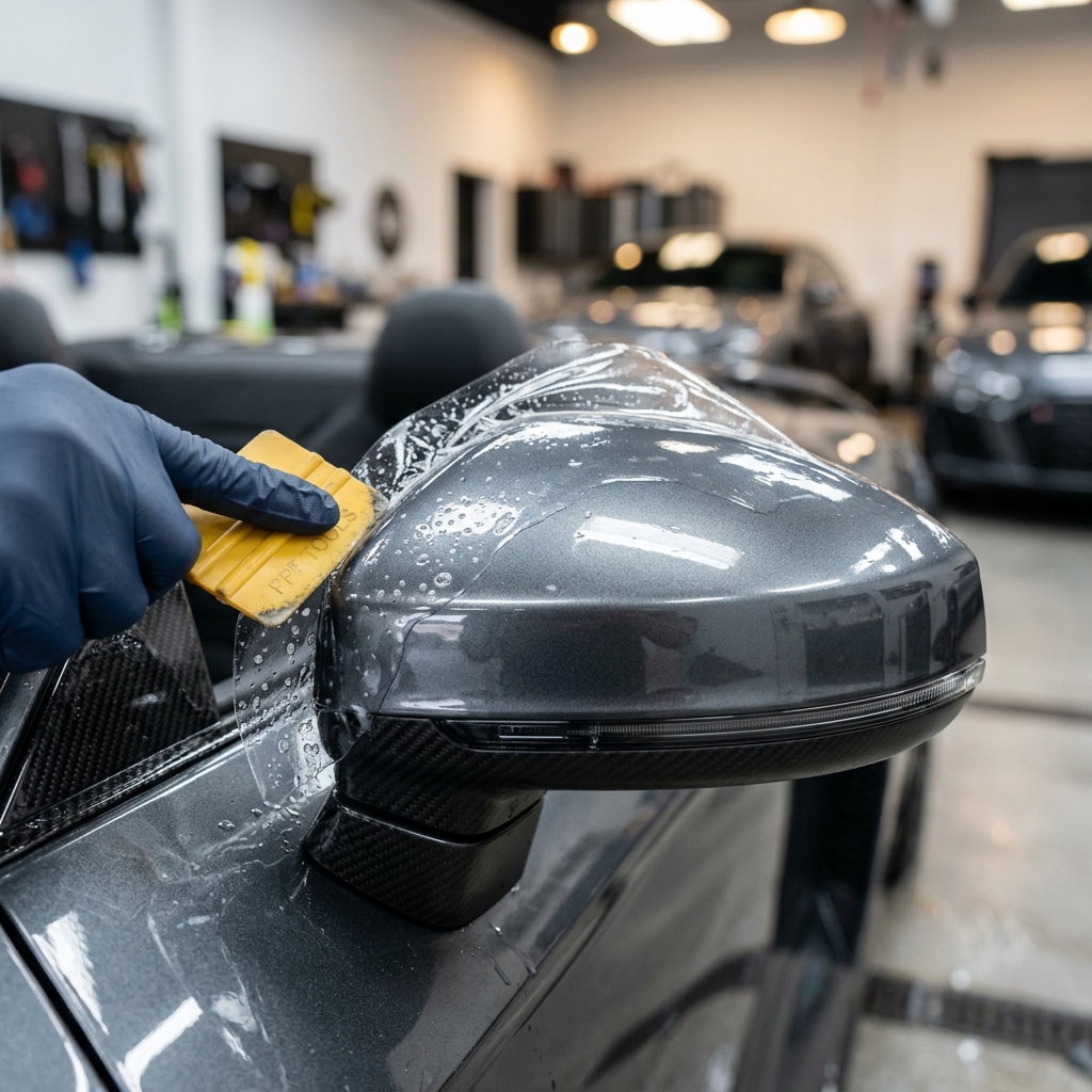 PPF en espejos laterales de auto premium
